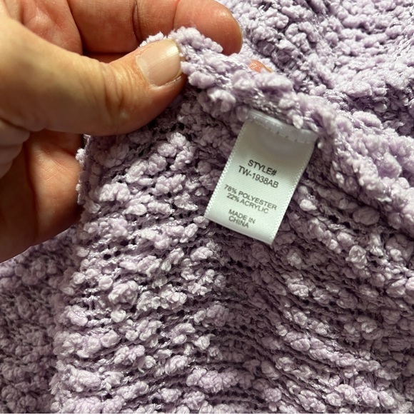 Zenana Falling for You Open Front Popcorn Cardigan Women's XL Lilac Purple - Picture 6 of 6